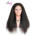 6 inches Deep Part Kinky Straight Lace Front Wigs Indian Remy Hair, Natural Color,130% 150% 180% Density